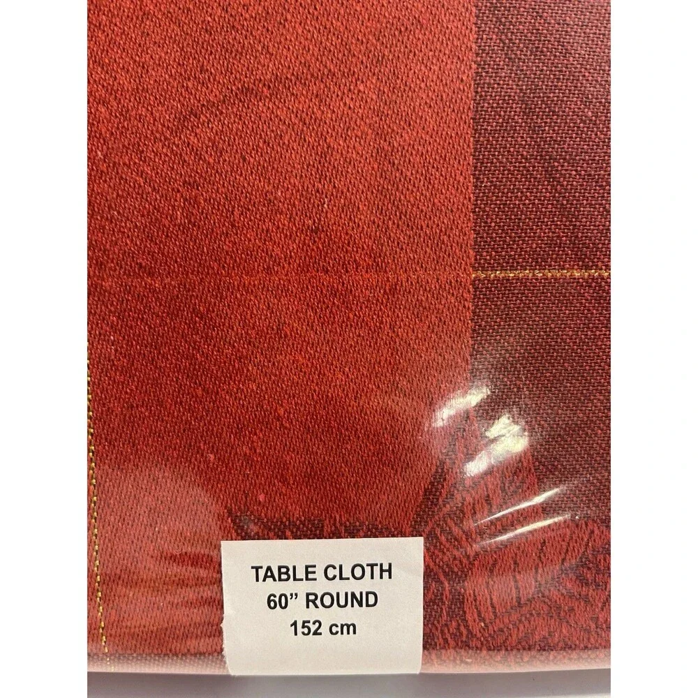 Cottage Classic Linens Poinsettia Square Jacquard 60” Round Red Tablecloth
